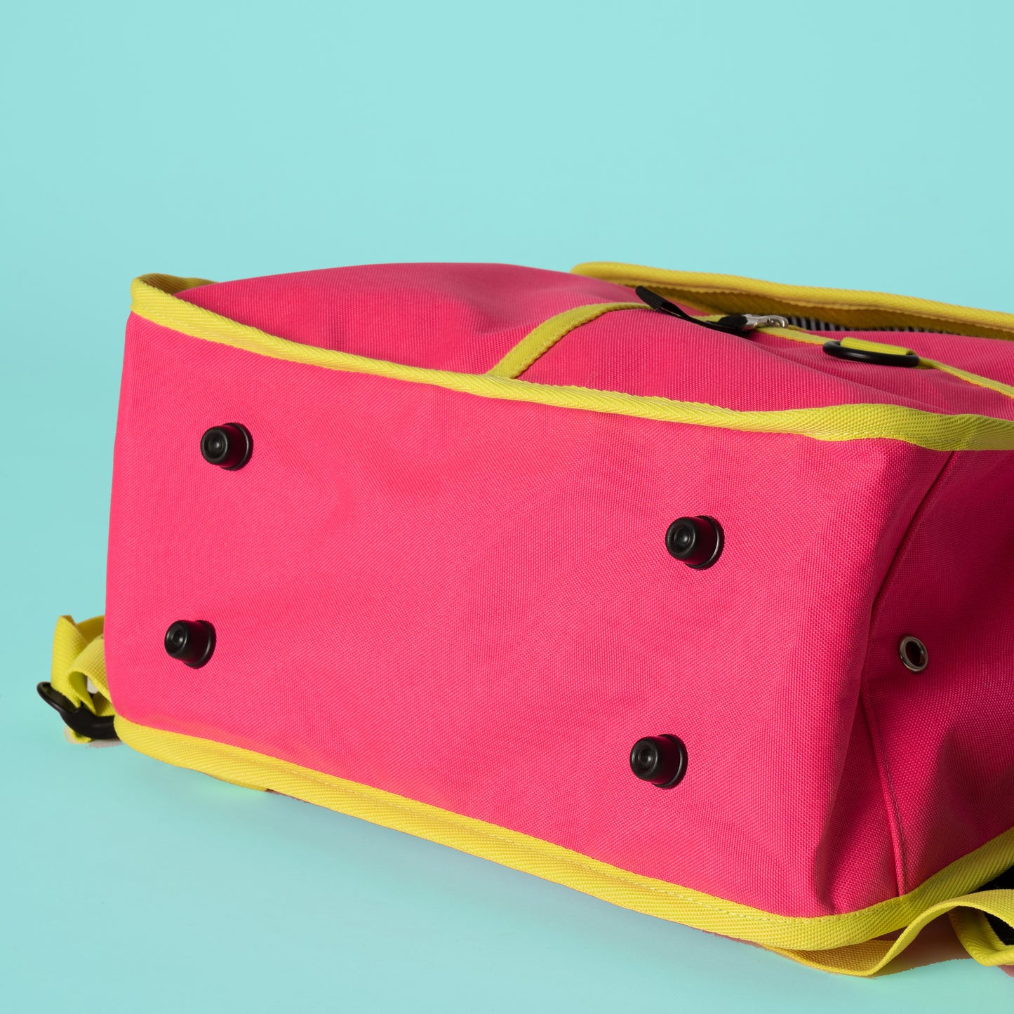 Neon pink roll top backpack