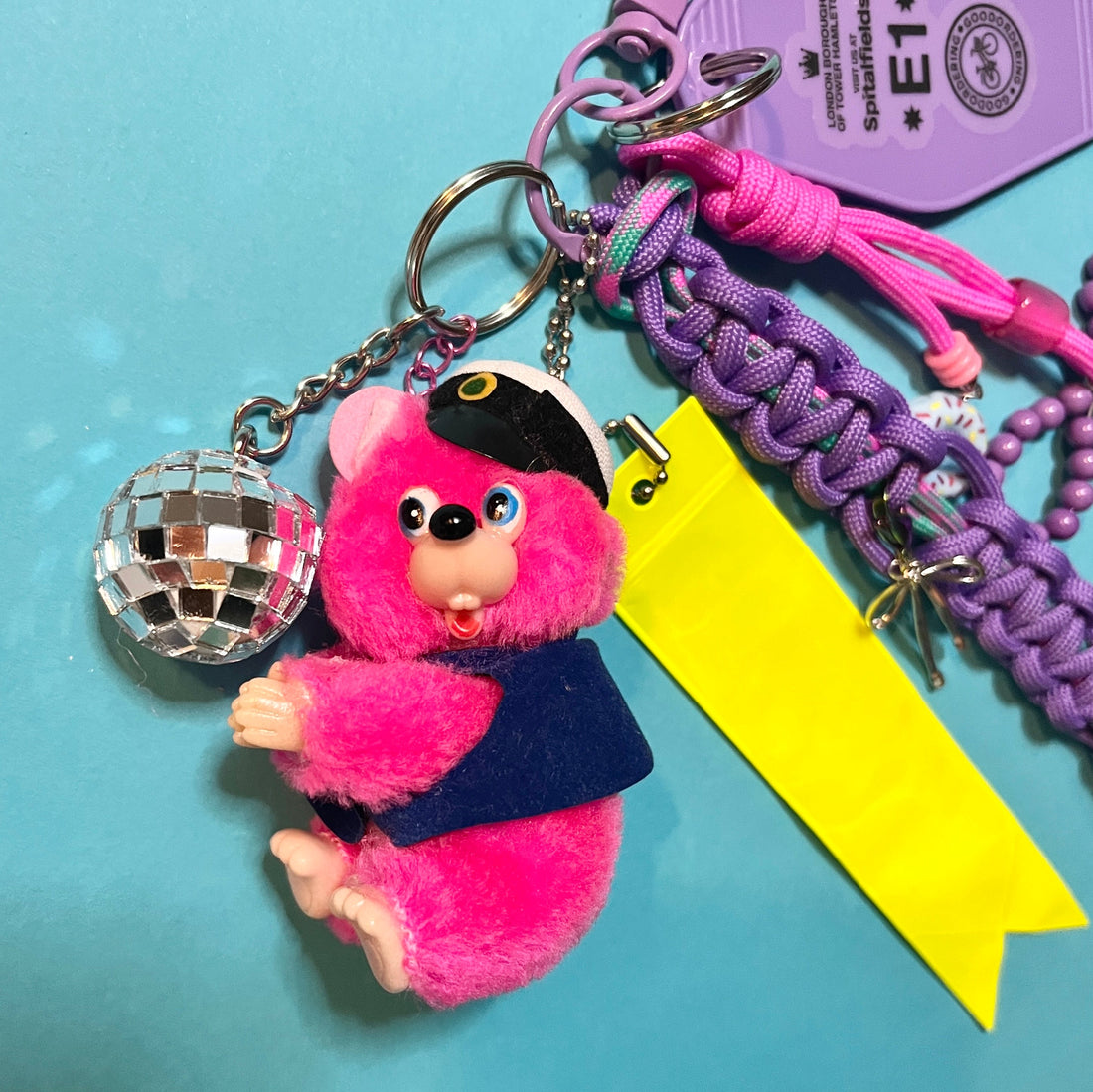 Pink bear bag charm