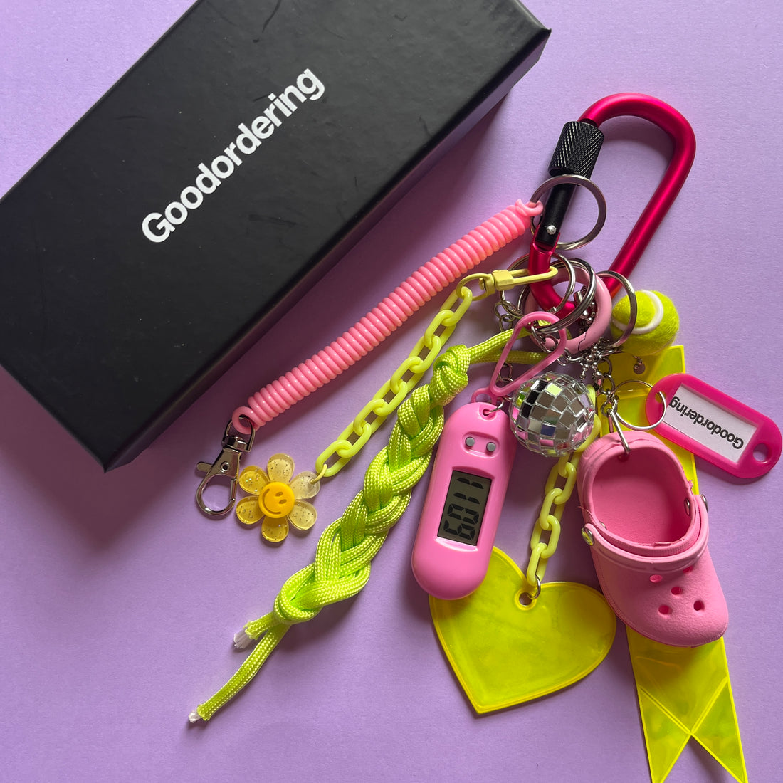 Pink croc'n'clock bag charm