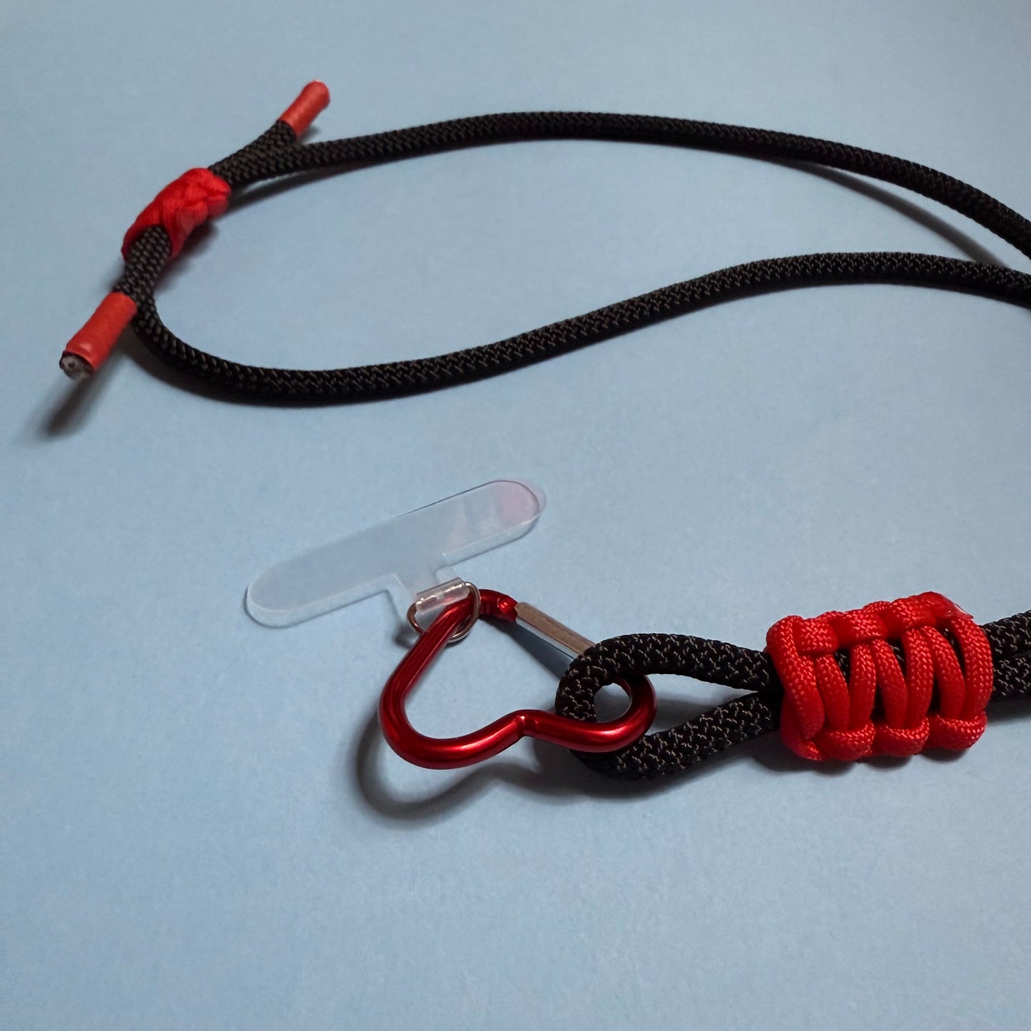 Thick Cord Phone strap lanyard black red