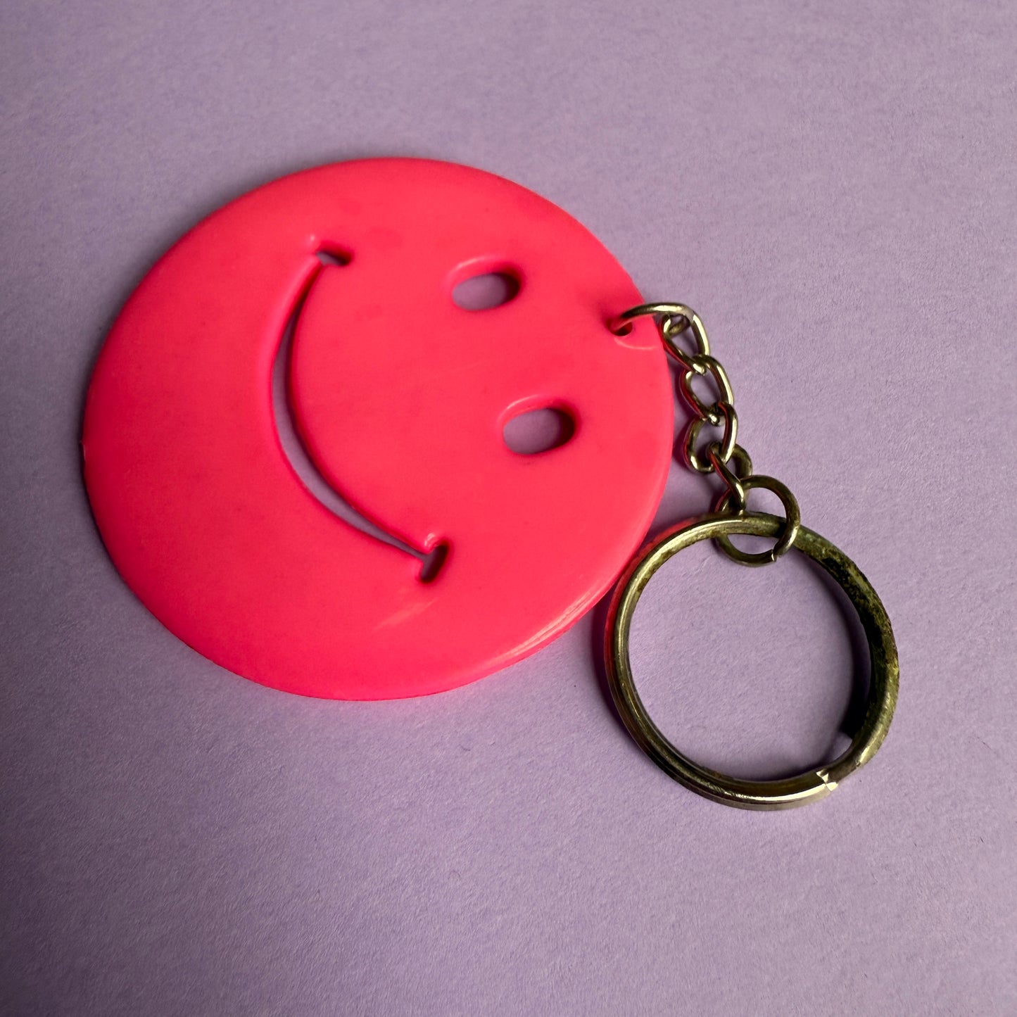 Neon 80s plastic smiley charm