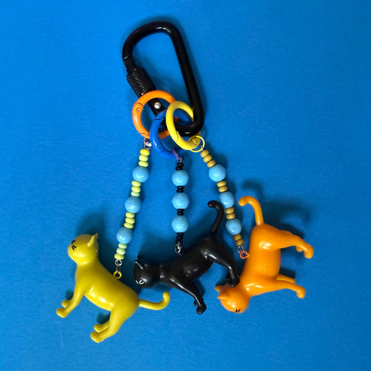 3 cats keyring / beaded bag charm