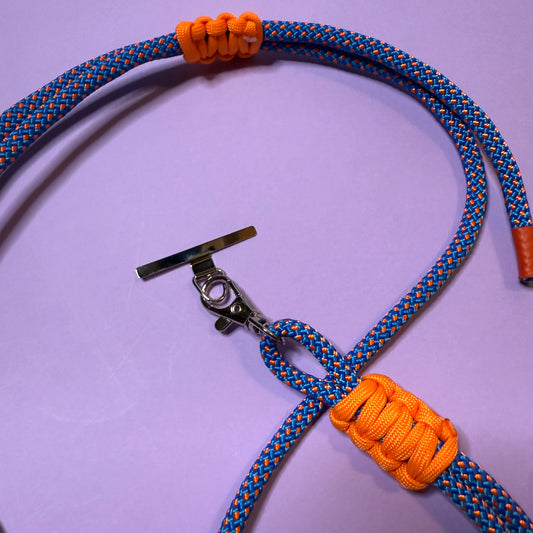 Thick Cord Phone strap lanyard blue orange