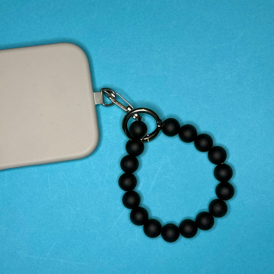 Silicone rubber black phone wrist strap lanyard