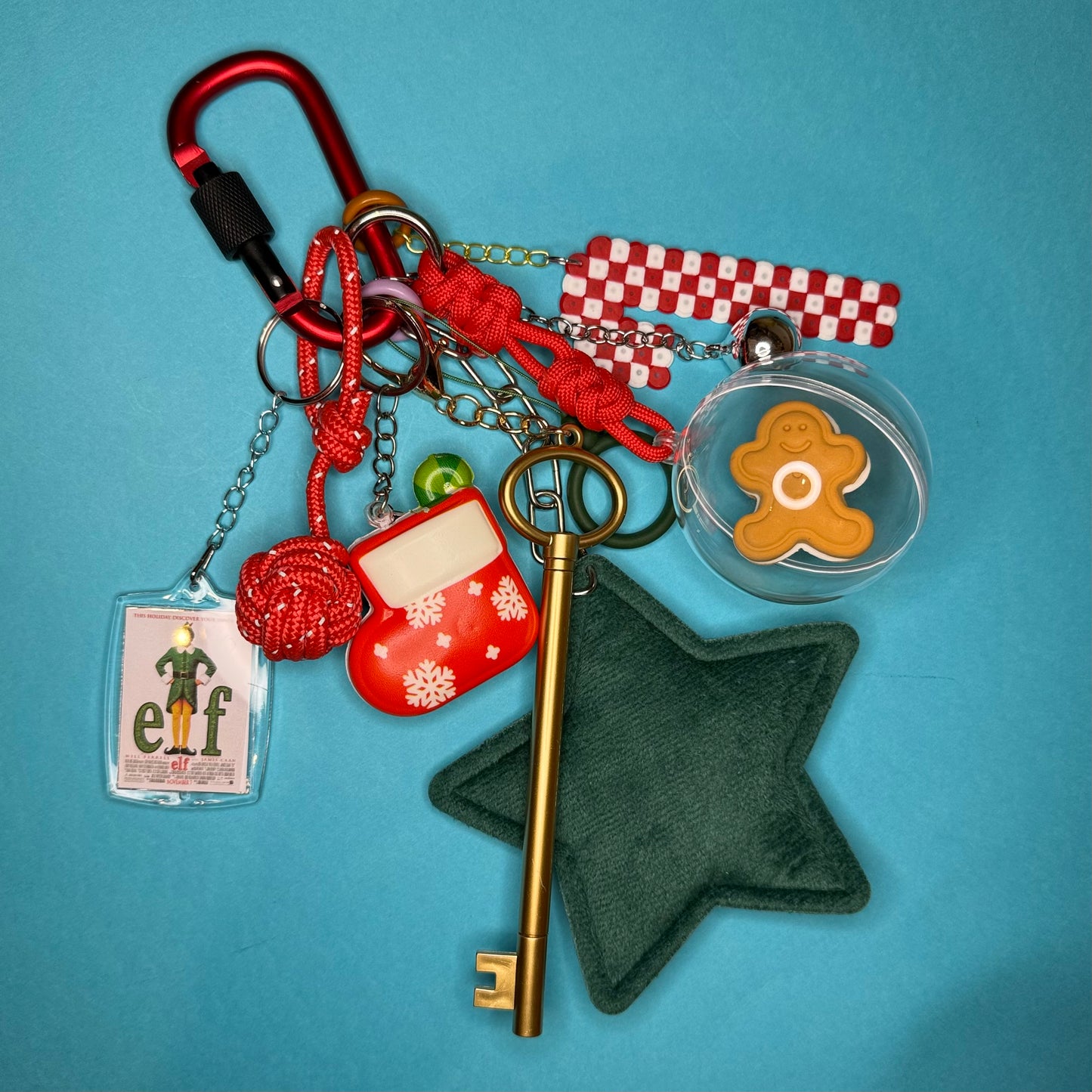 Bag charm and keyring christmas Gold pen