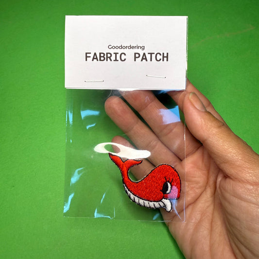 Whale embroidered iron-on Patch