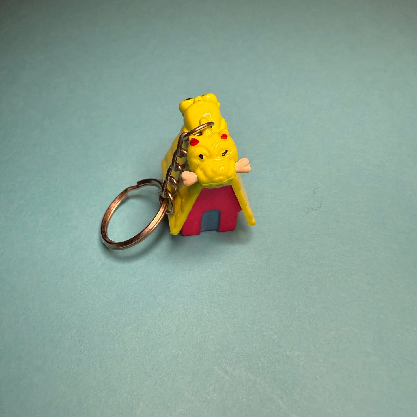 Neon 80s mini dog house charm keyring