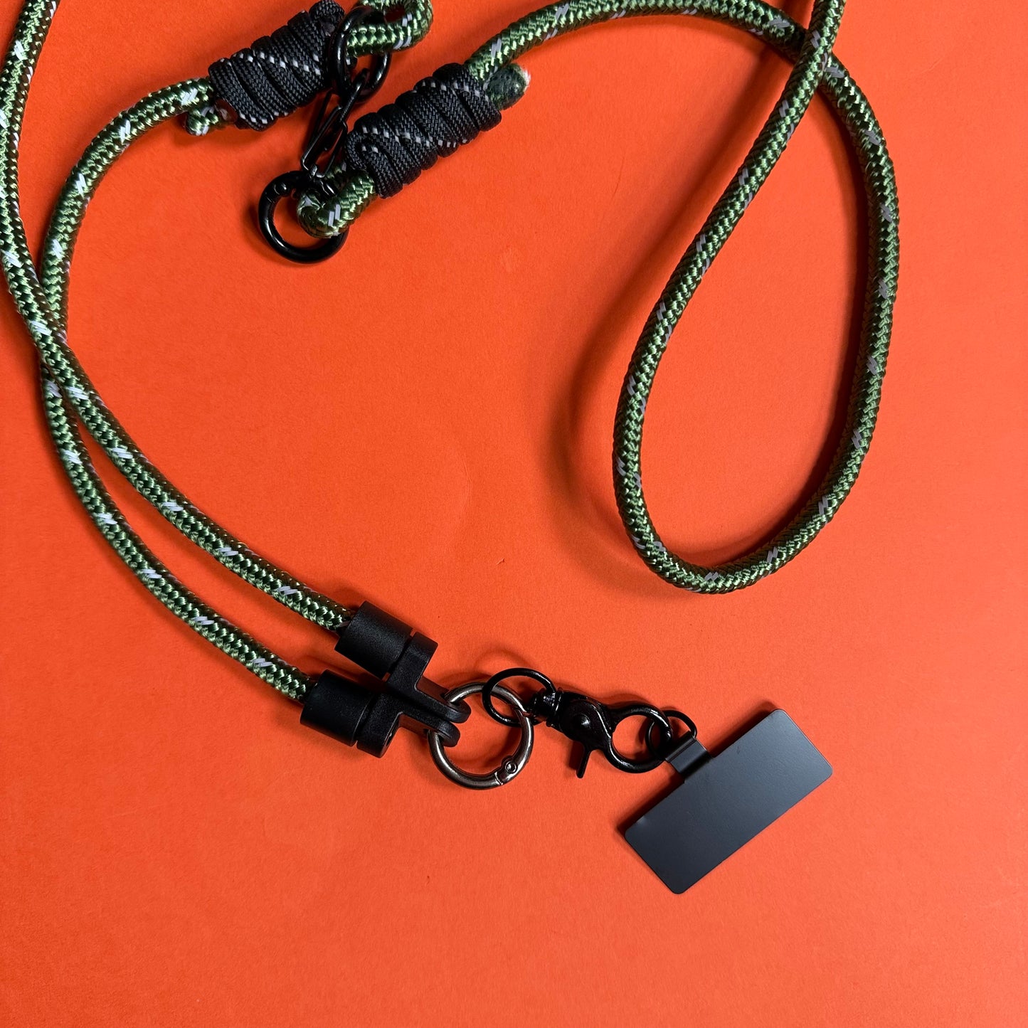 Paracord neck strap / wrist strap convertible lanyard army green