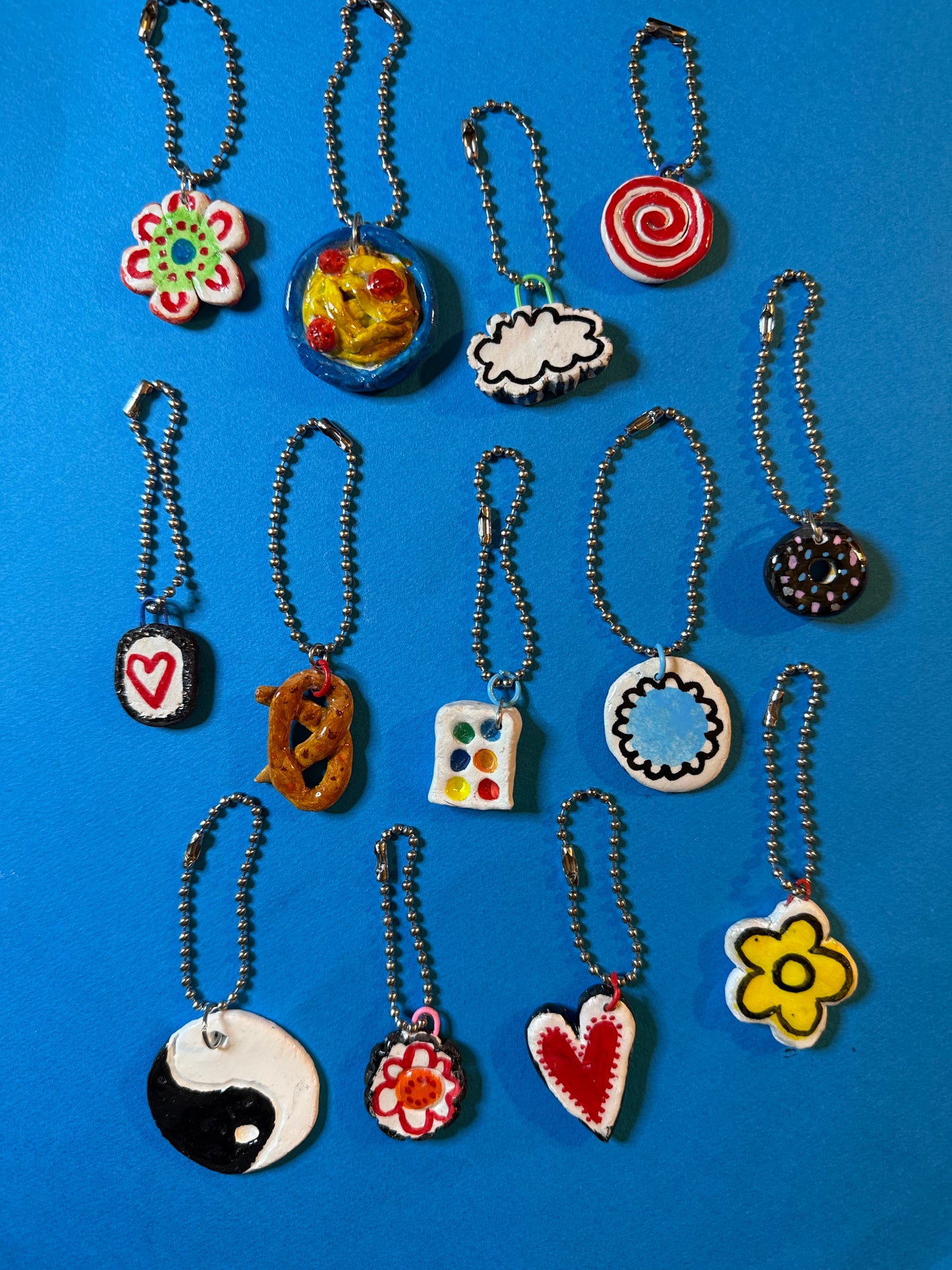 Rustic clay keyring bag charms