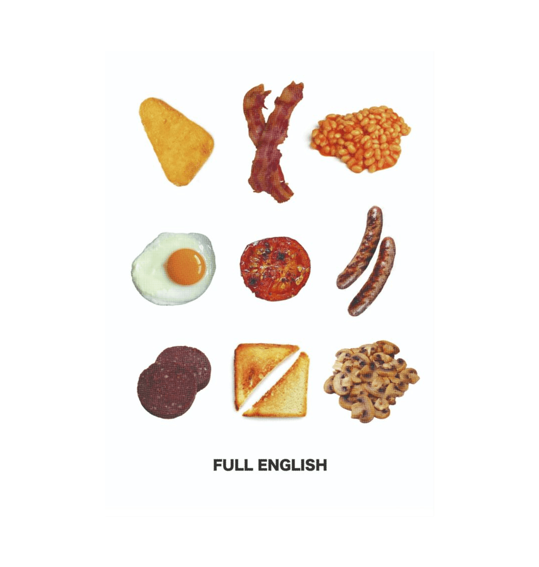 White Full English breakfast on 100% recycled art paper