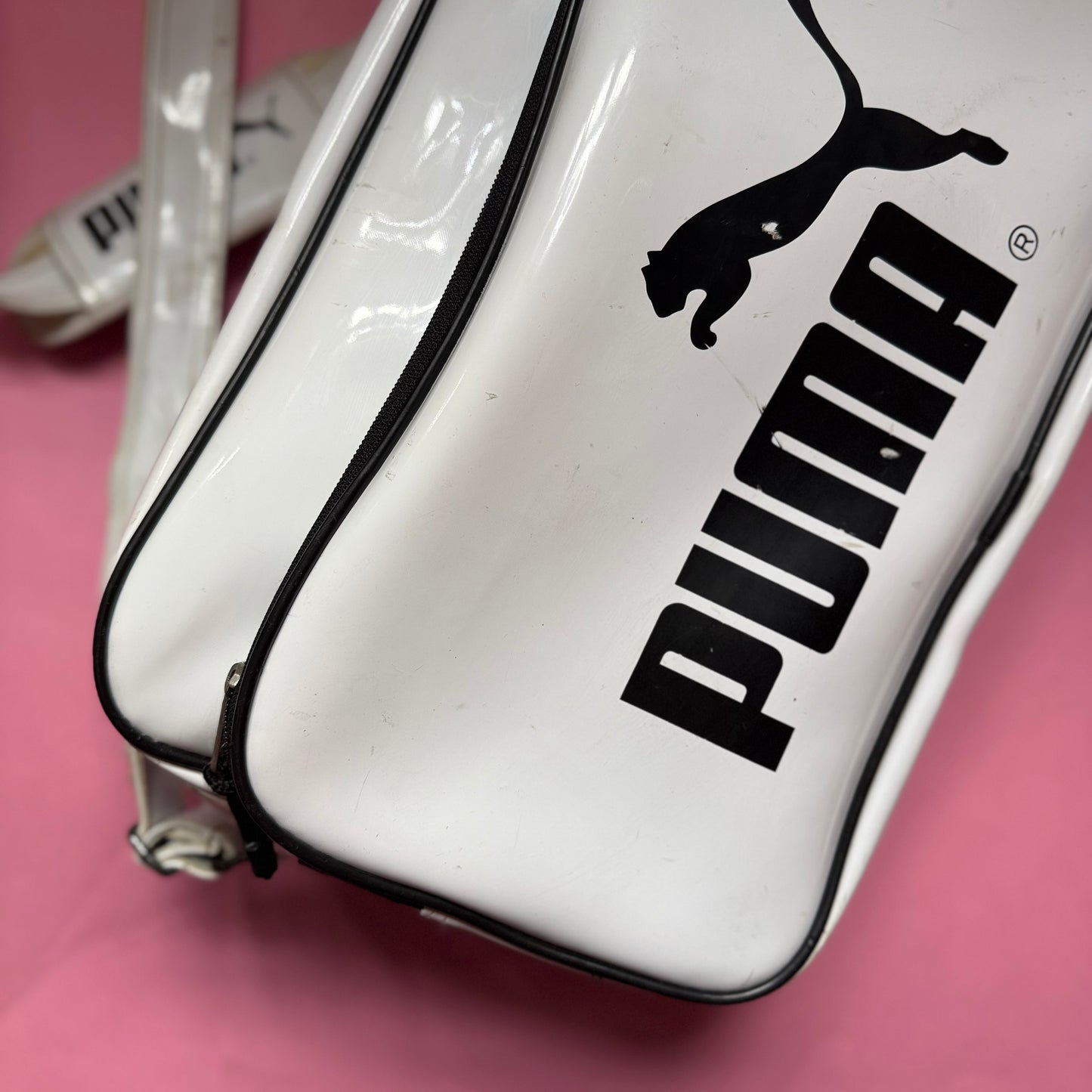 Upcycled Adidas Bicycle Pannier messenger bag white