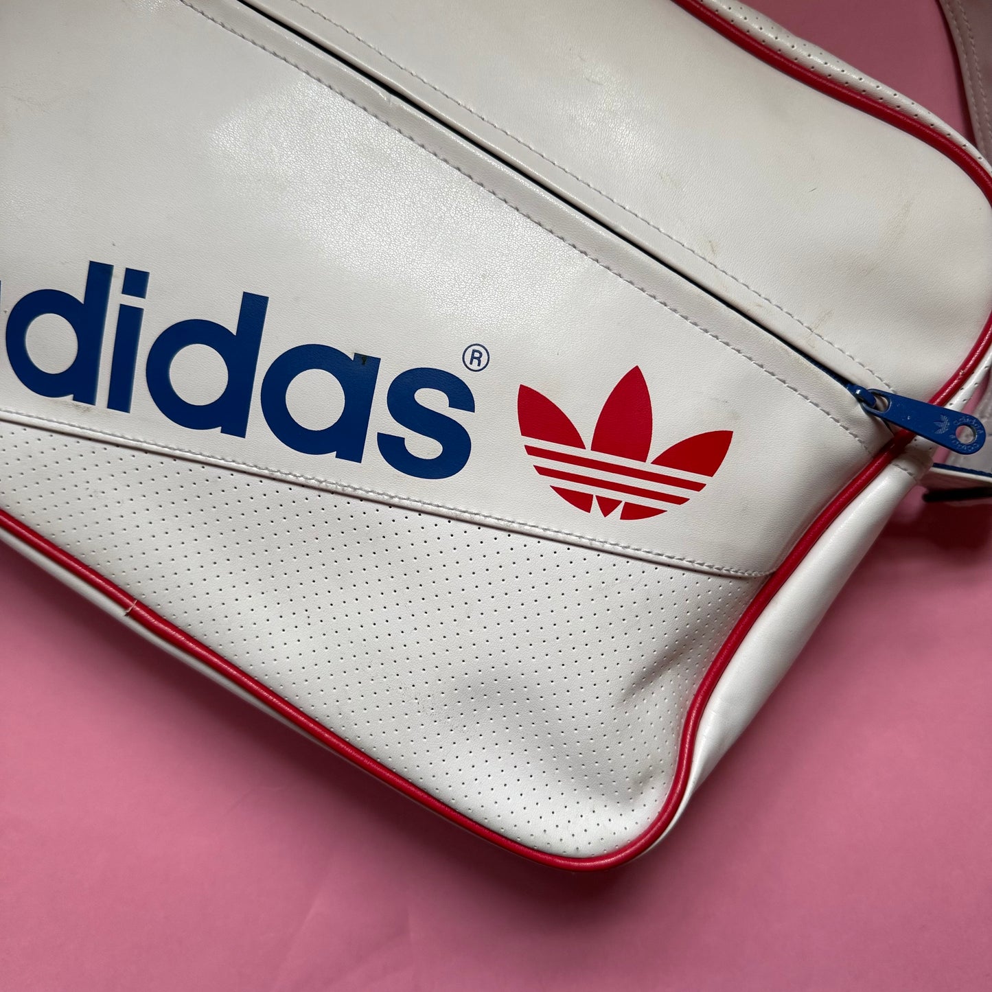 Upcycled Adidas Bicycle Pannier messenger bag white