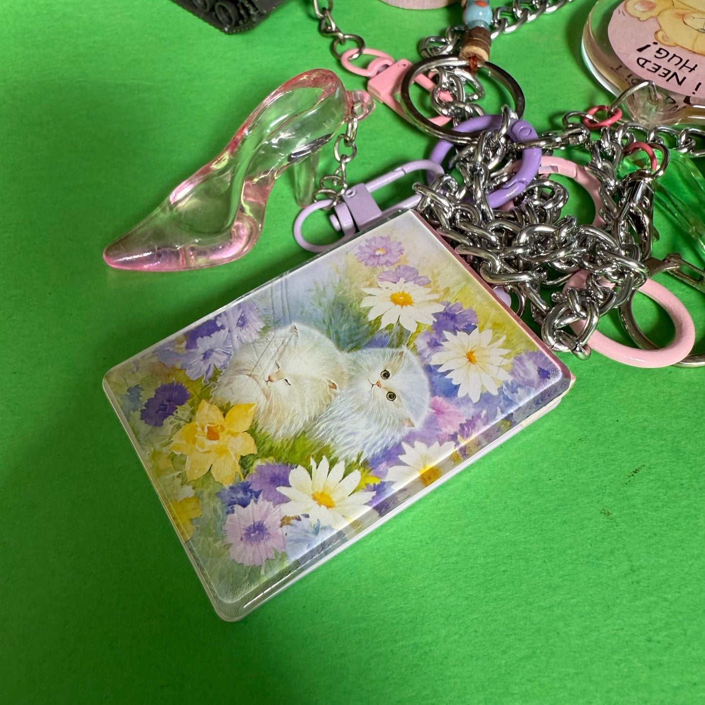 Long charm necklace 90s pink