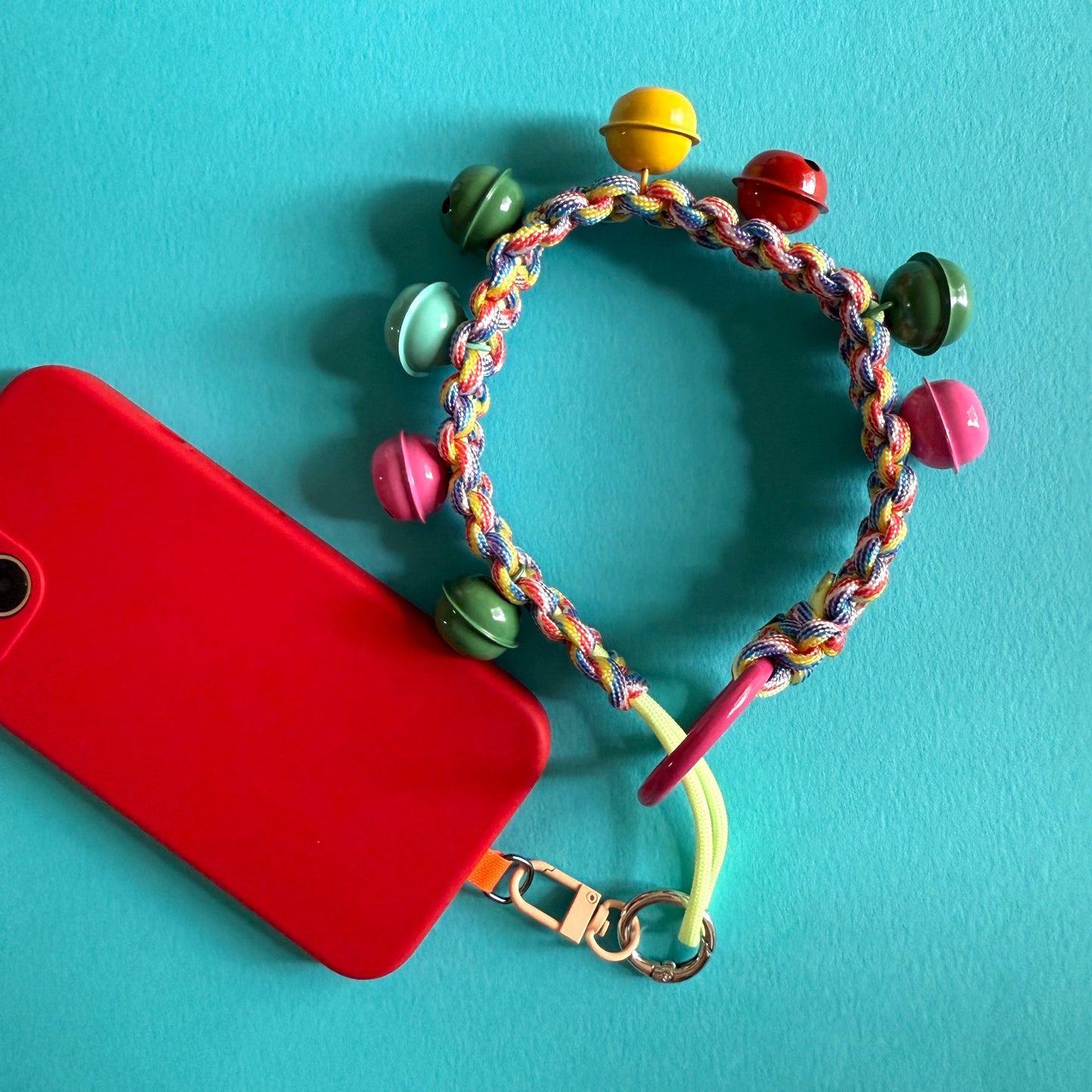 Bells and paracord wristlet phone strap