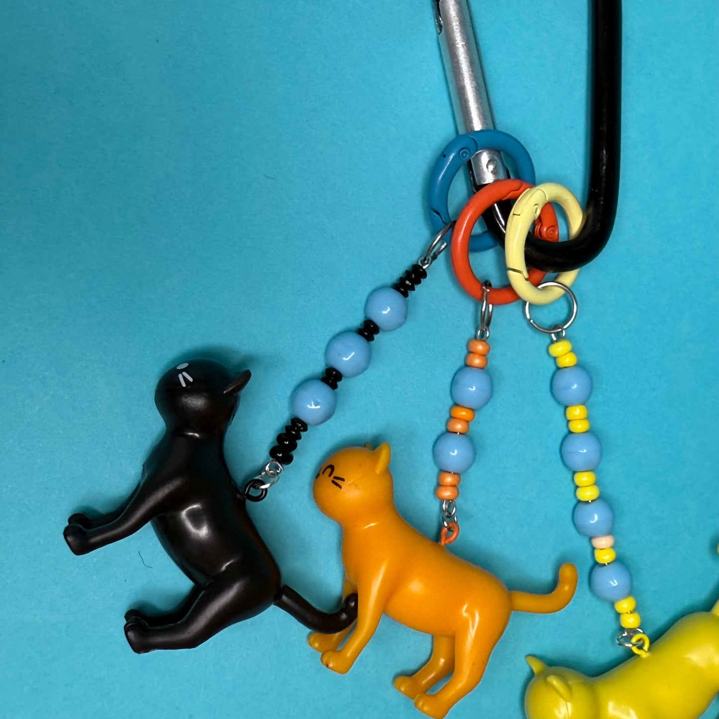 3 cats keyring / beaded bag charm
