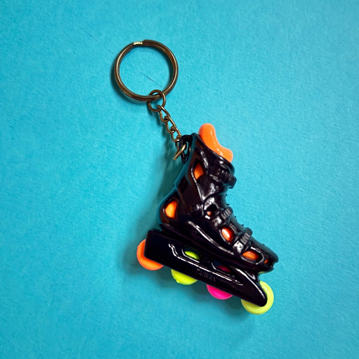 Neon 80s vintage rollerblades charm