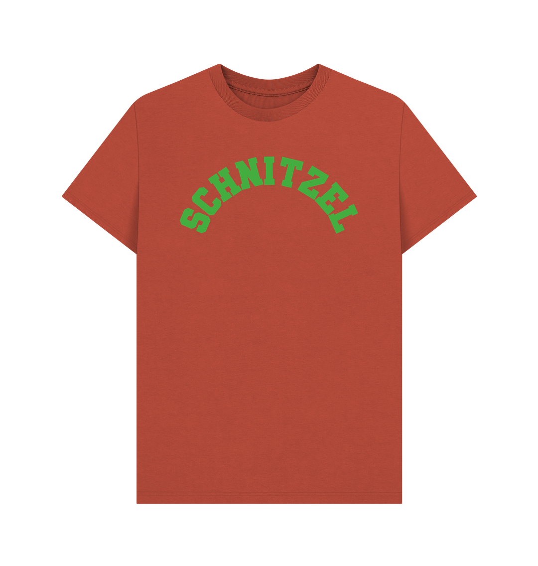 Rust Schnitzel varsity t-shirt unisex