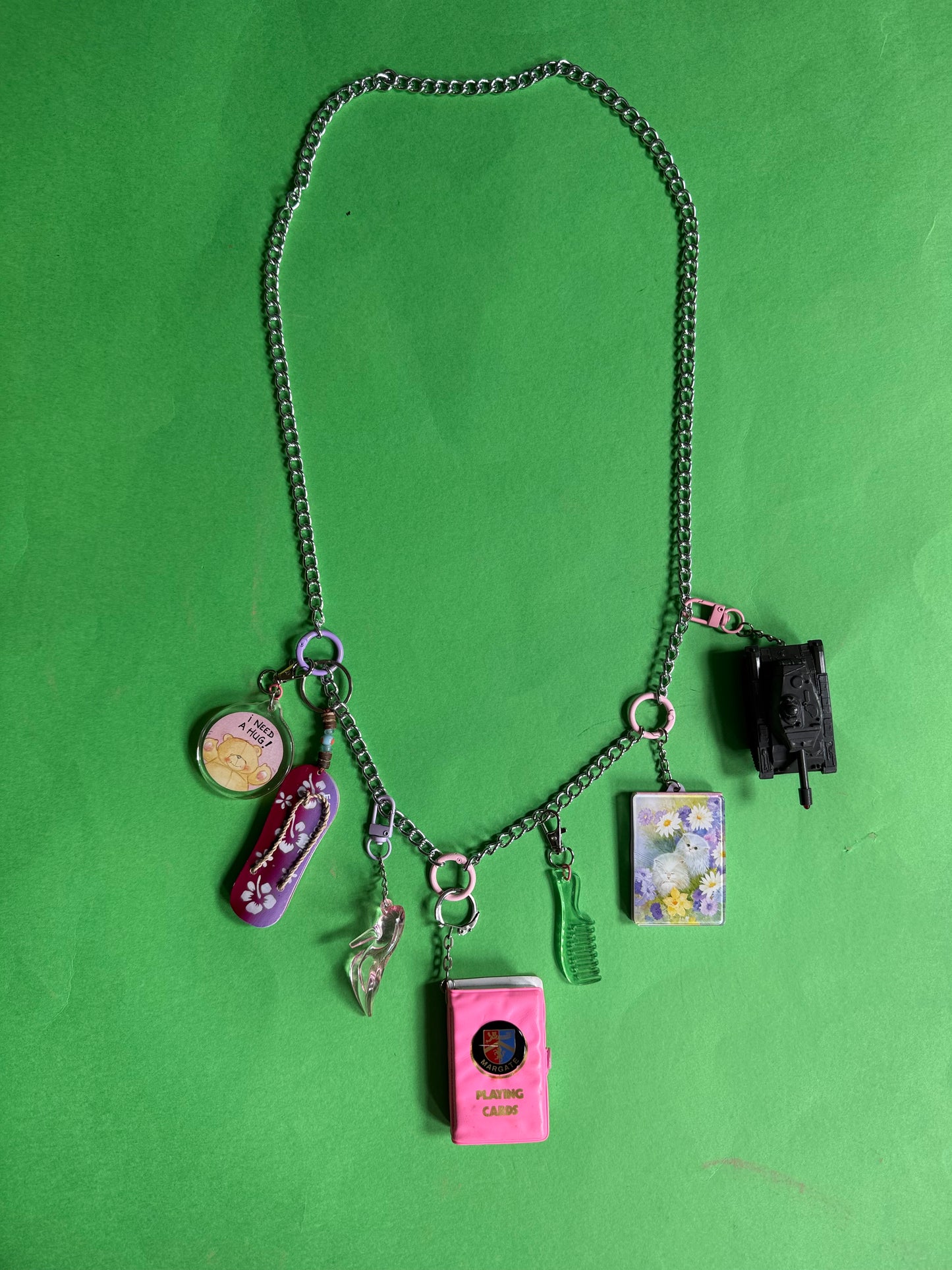 Long charm necklace 90s pink
