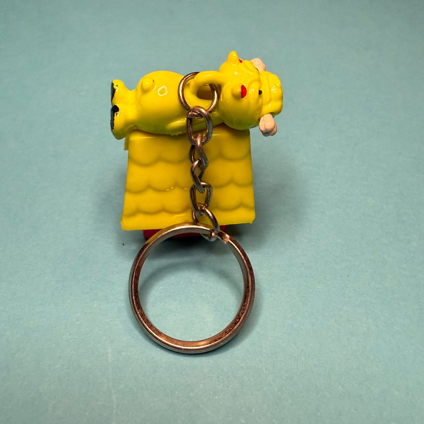 Neon 80s mini dog house charm keyring