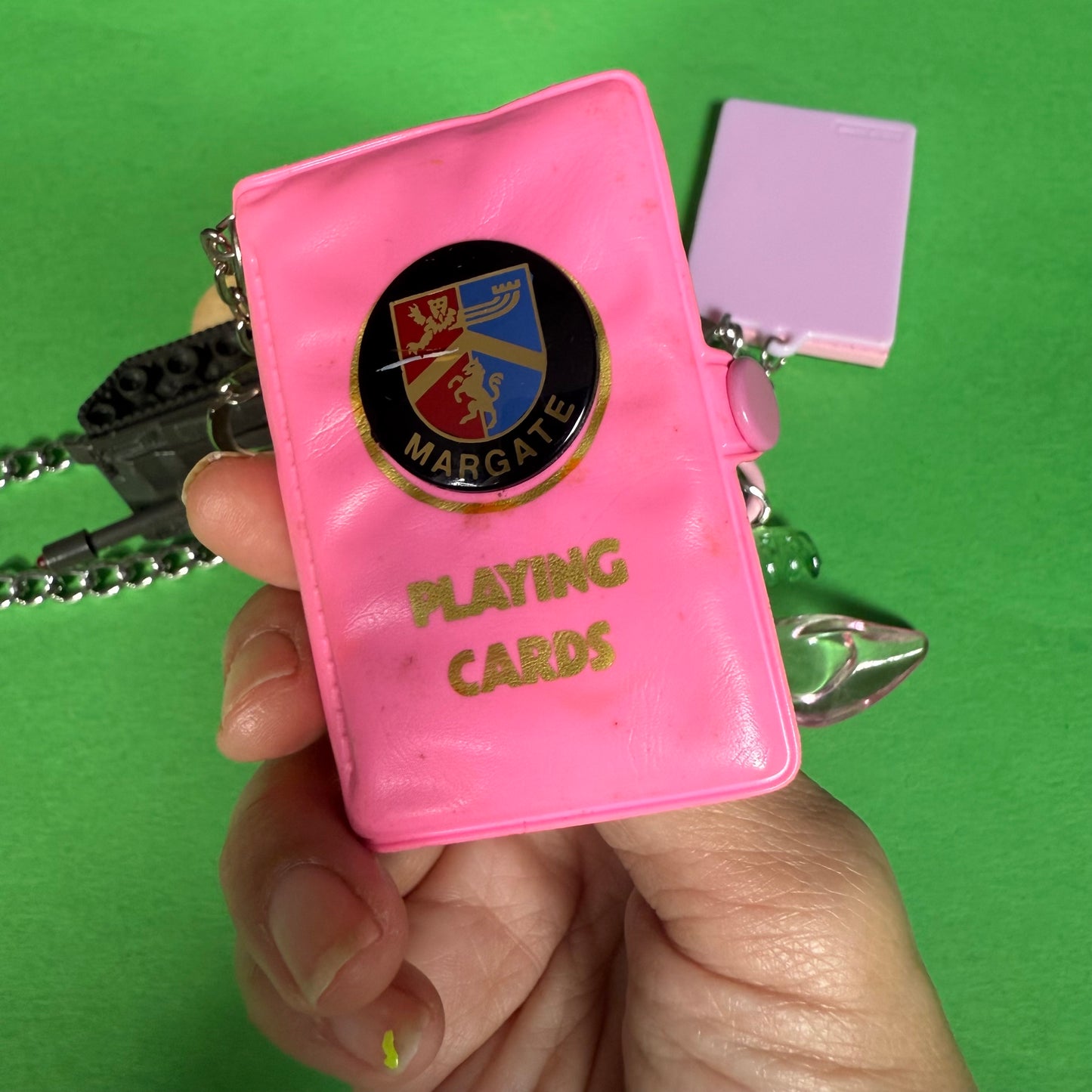 Long charm necklace 90s pink