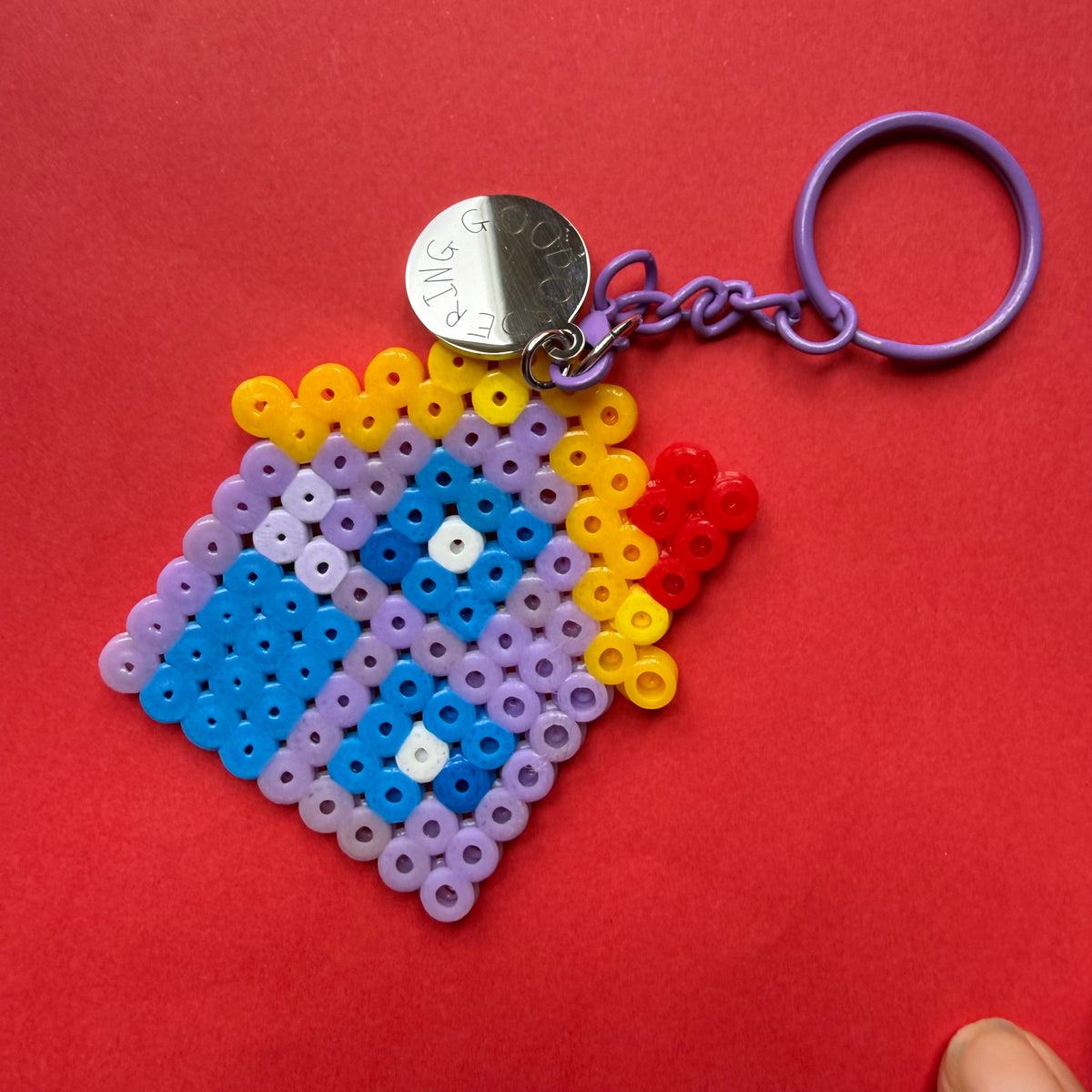 Hama bead beach hut keyring
