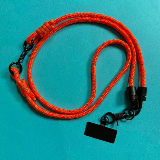 Paracord phone neck strap / wrist strap convertible lanyard orange