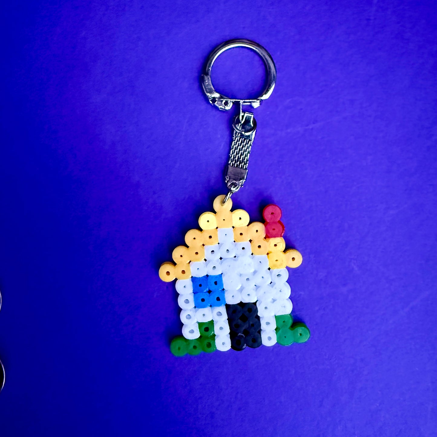 Hama bead cottage keyring