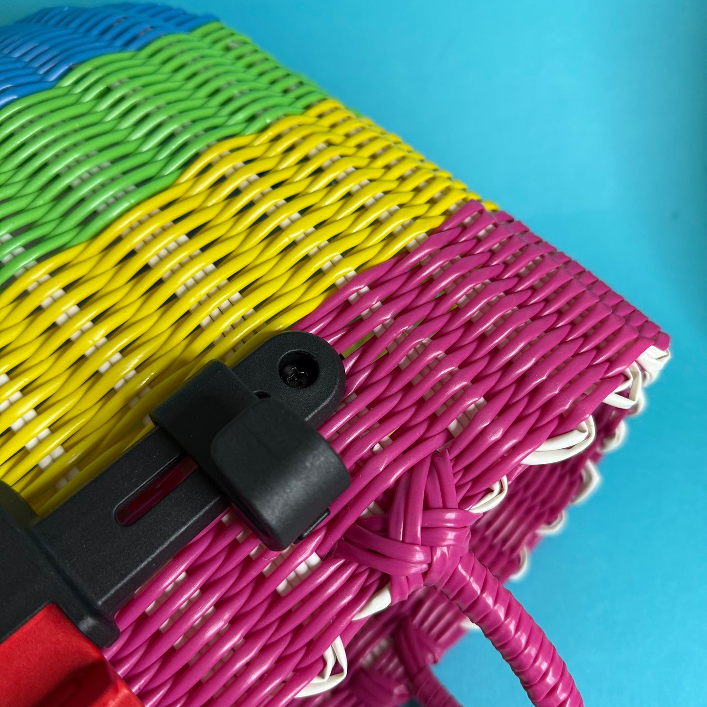 Bicycle Pannier rainbow plastic woven basket