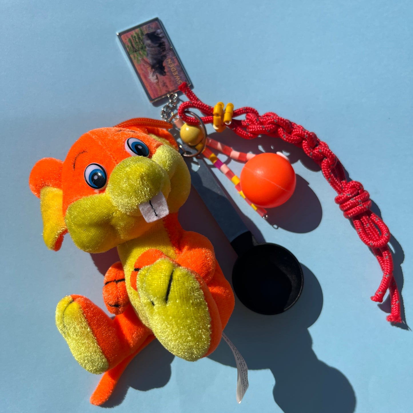 Orange bunny bag charm Clowncore