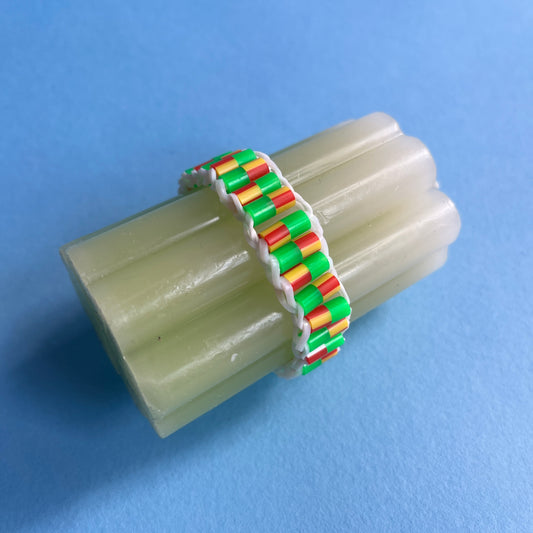 Hama bead elastic wristband green red Clowncore