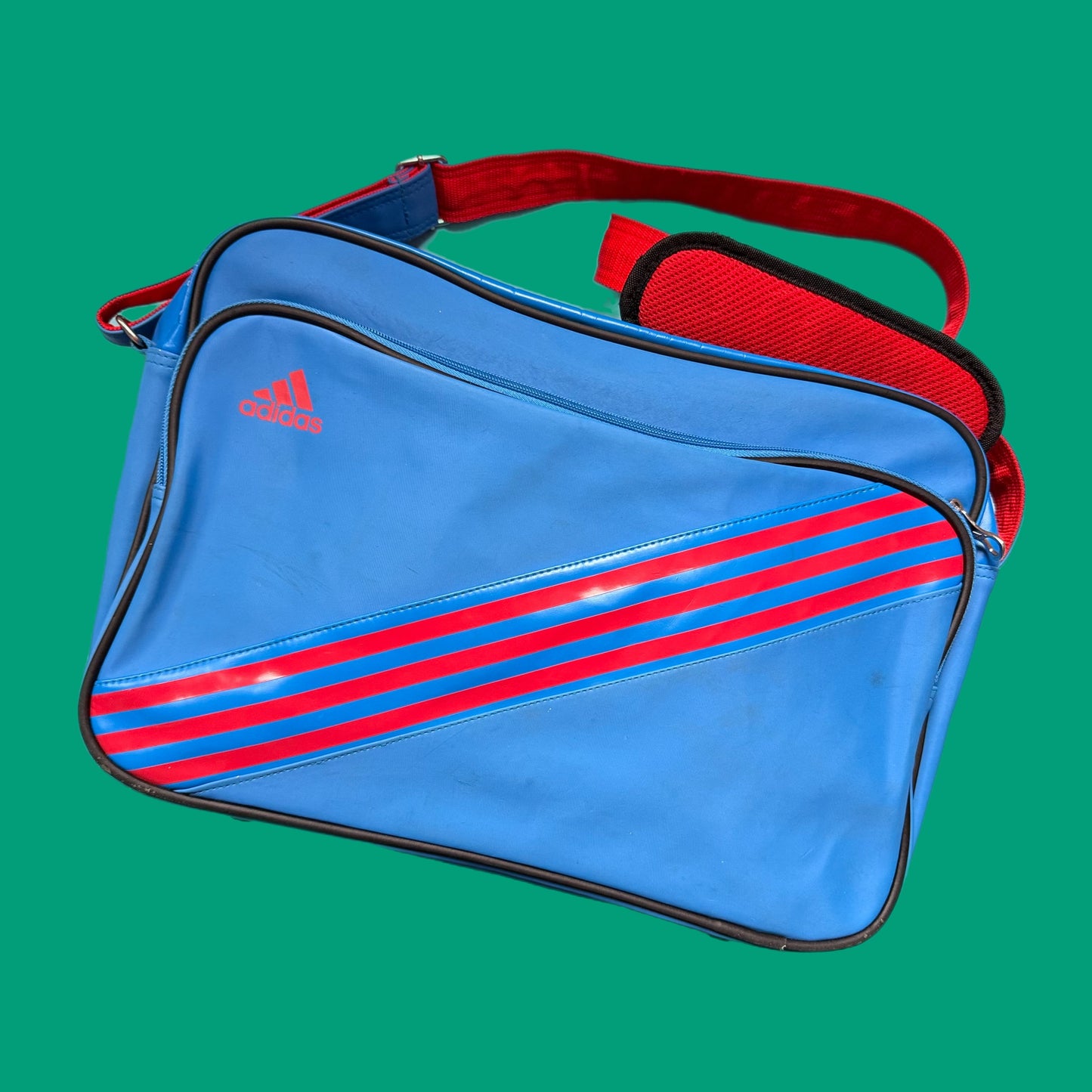 Upcycled Adidas Bike Pannier messenger bag blue