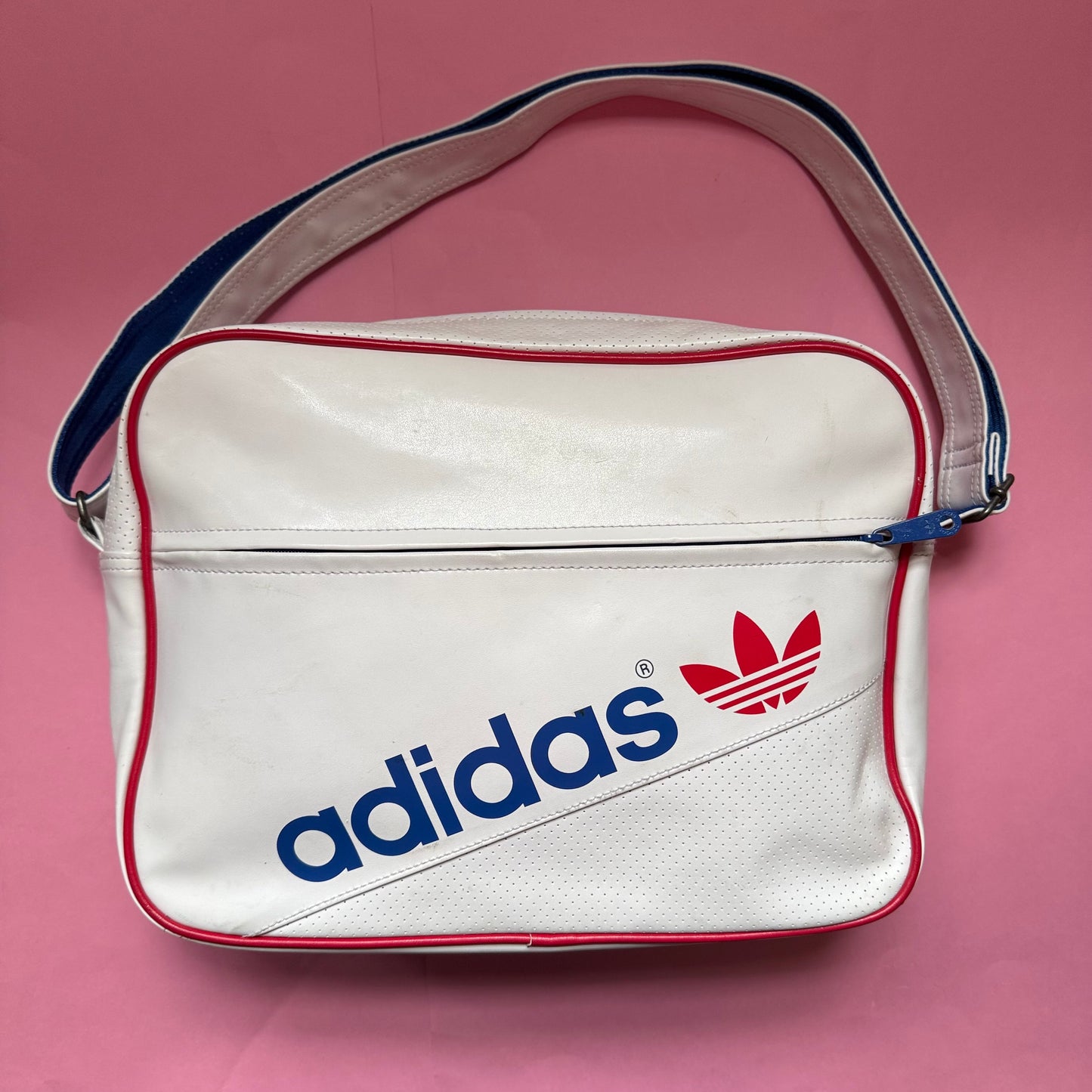 Upcycled Adidas Bicycle Pannier messenger bag white