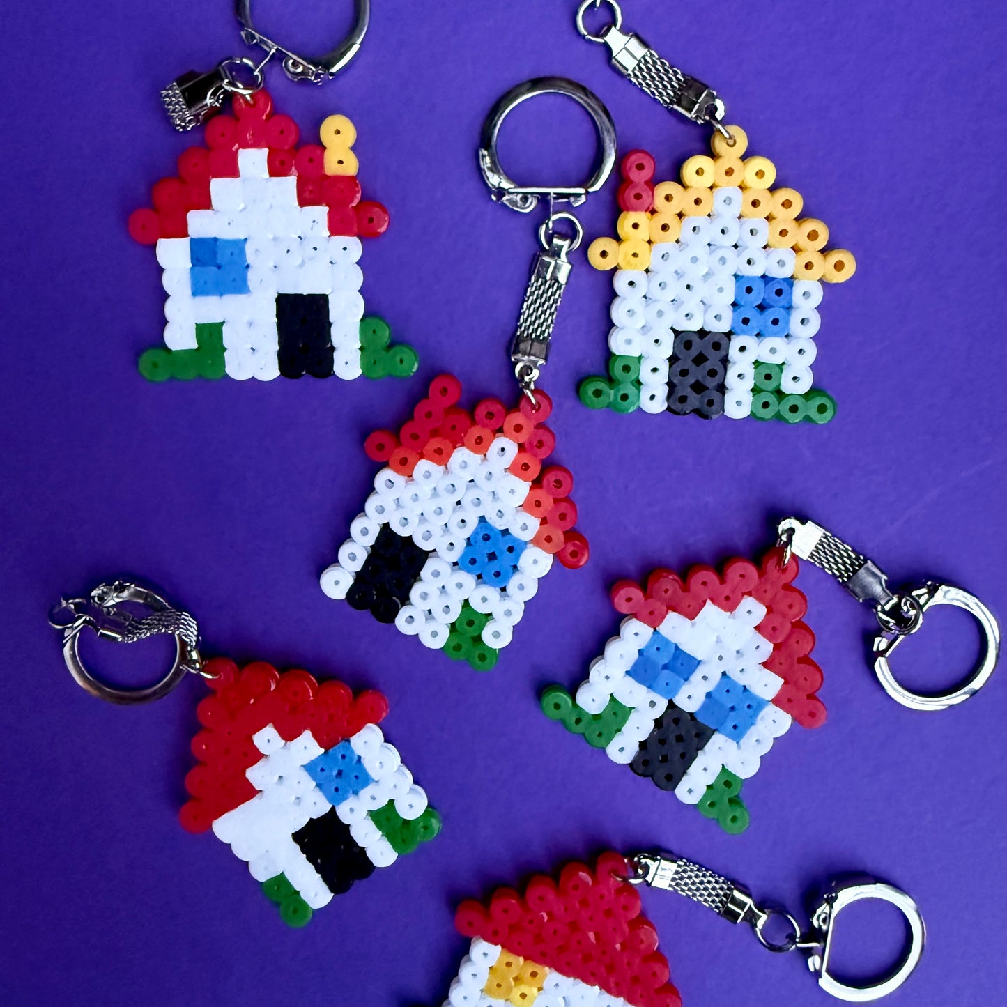 Hama bead cottage keyring
