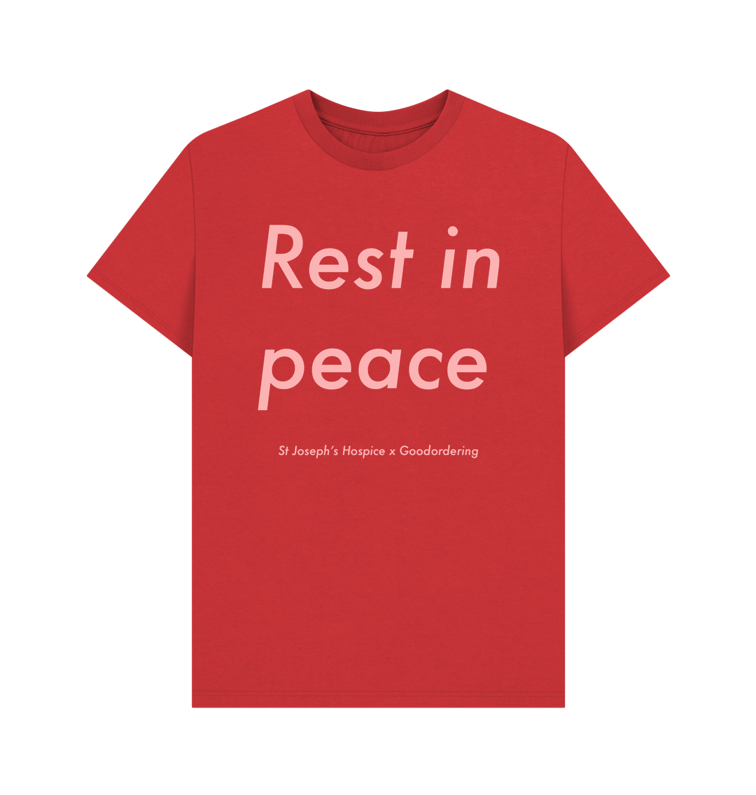 Red St Joseph's Hospice Collaboration T-shirt 'RIP'