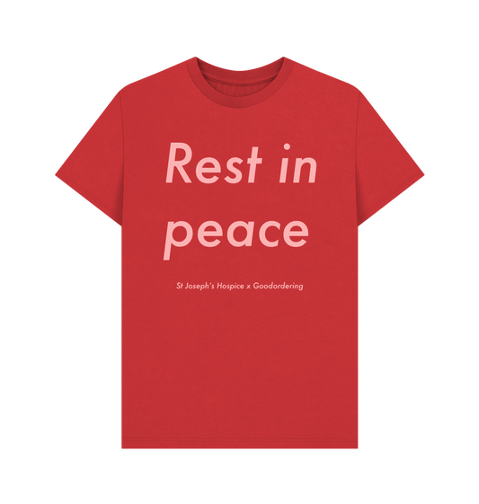 Red St Joseph's Hospice Collaboration T-shirt 'RIP'