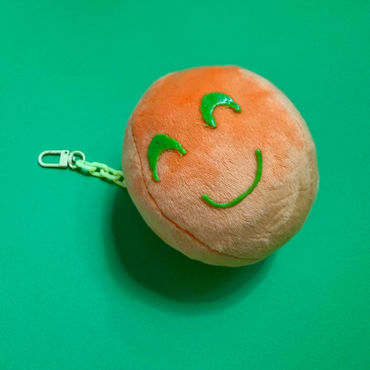 Smiley orange bag charm keyring plush