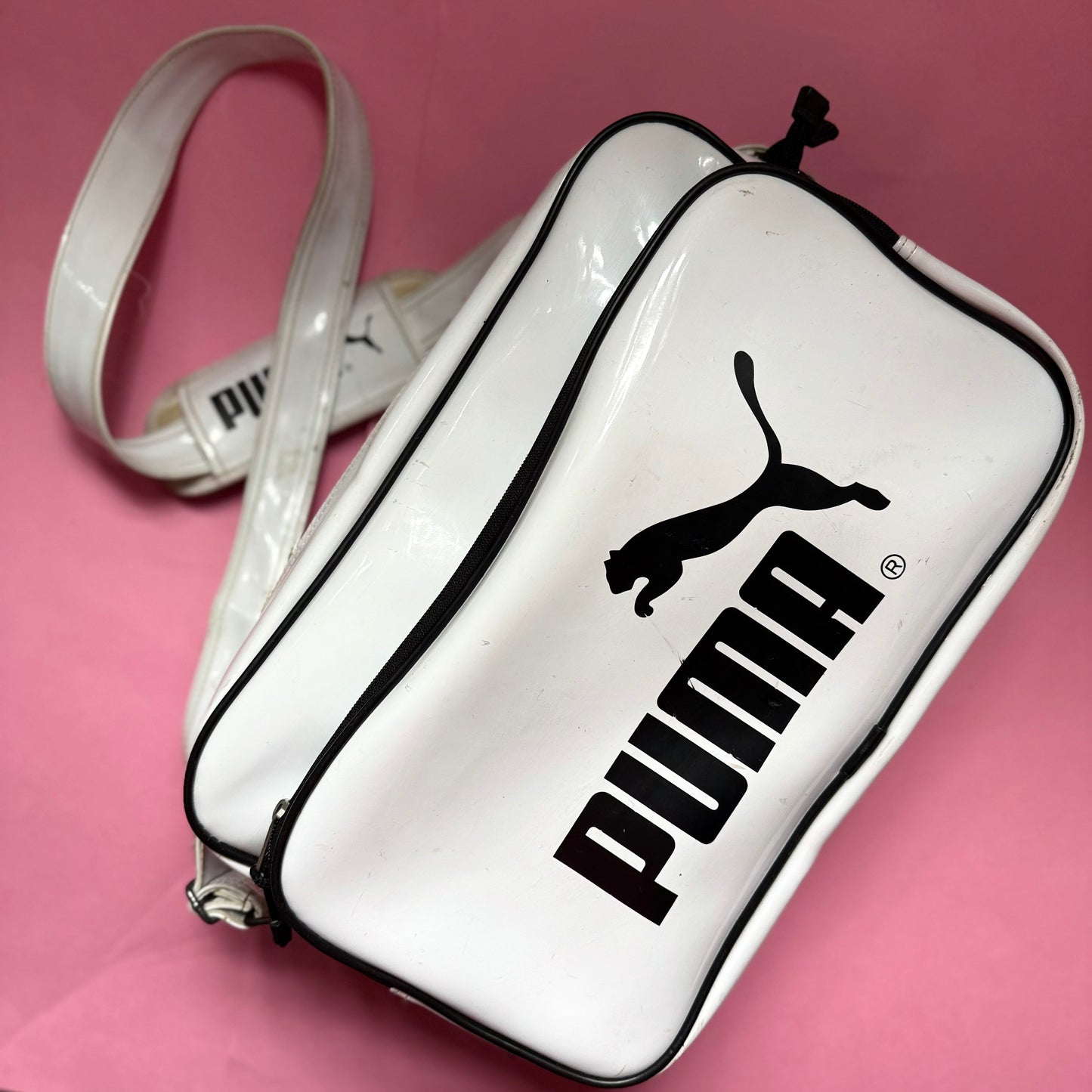 Upcycled Adidas Bicycle Pannier messenger bag white