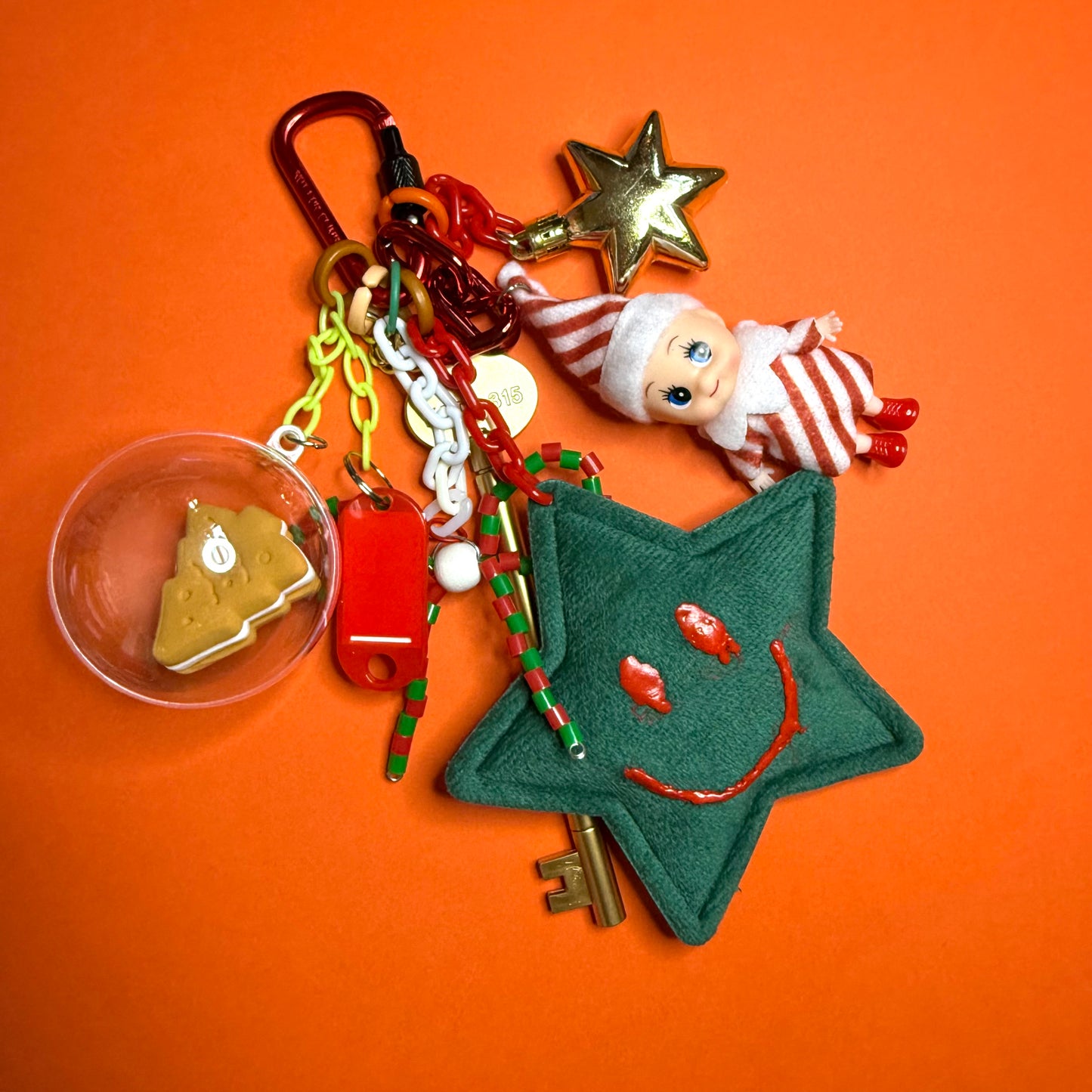 Bag charm and keyring christmas pixie gold pen