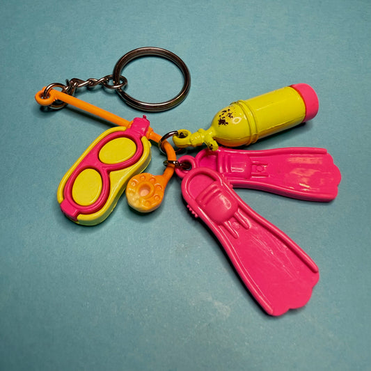 Neon 80s Scuba with flippers keyring