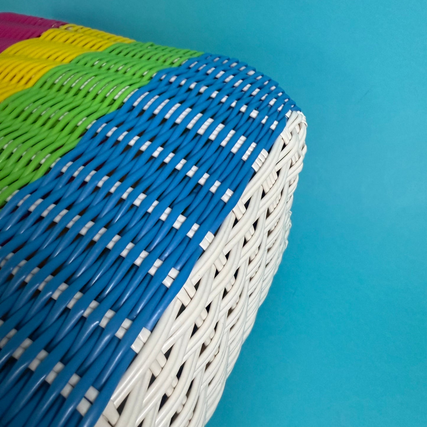 Bicycle Pannier rainbow plastic woven basket