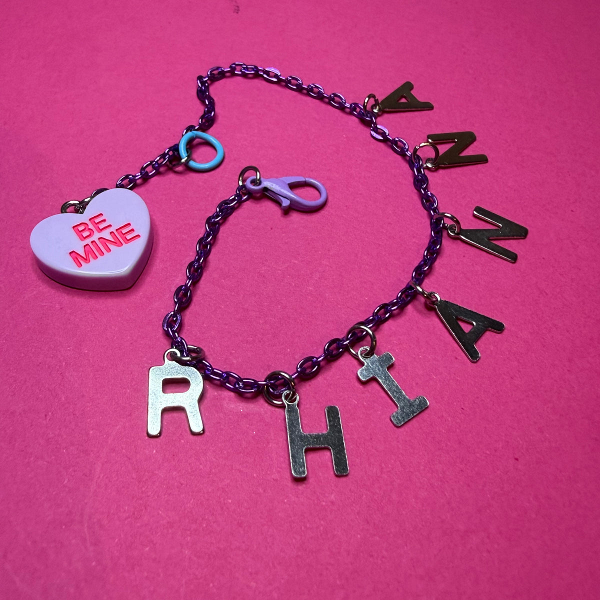Personalised fine charm bracelet