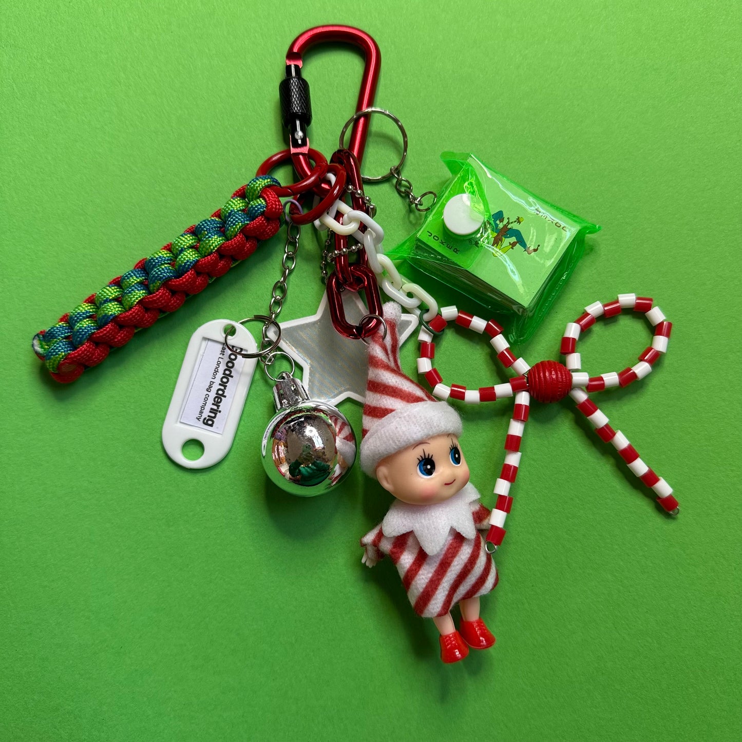 Bag charm and keyring christmas pixie playing cards