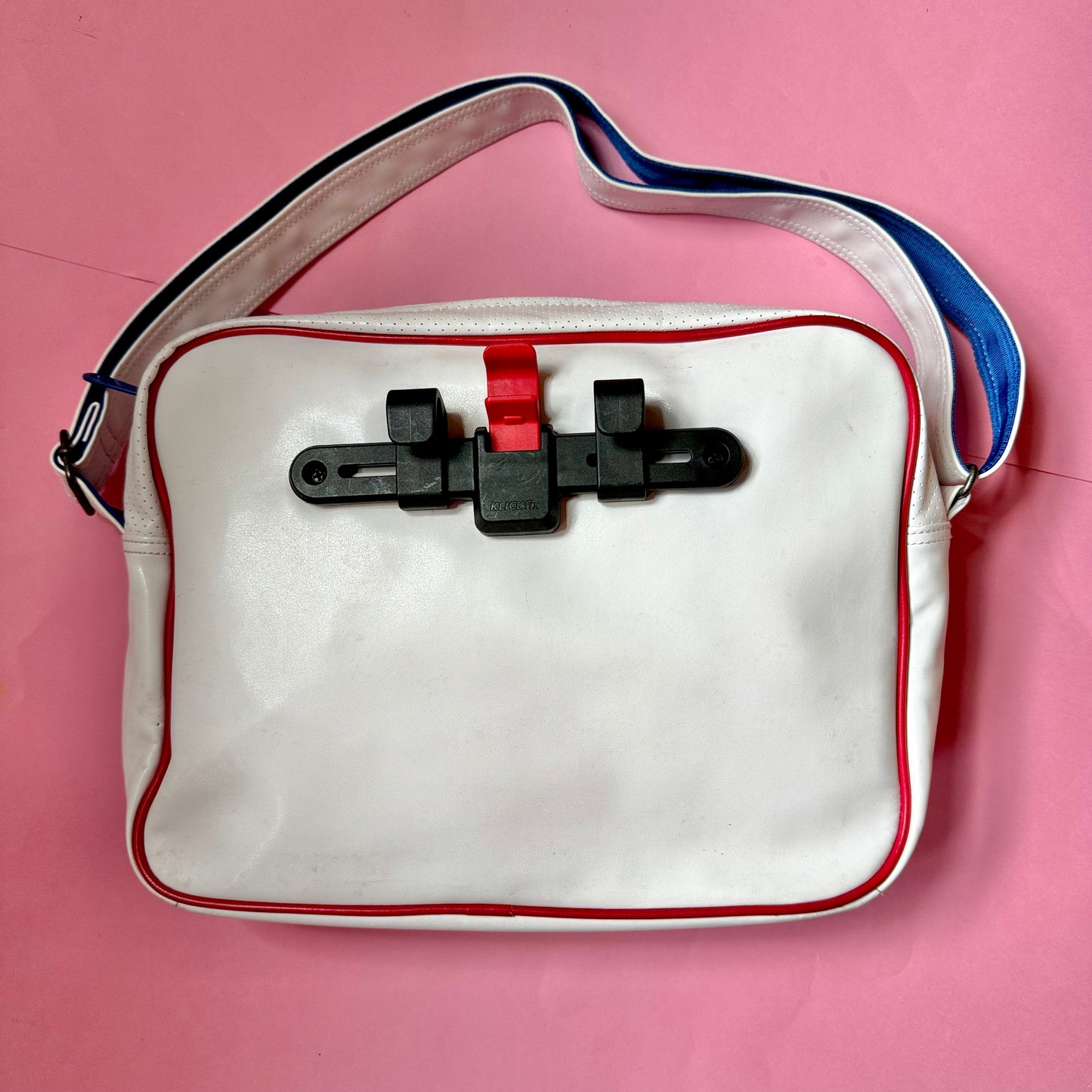 Upcycled Adidas Bicycle Pannier messenger bag white