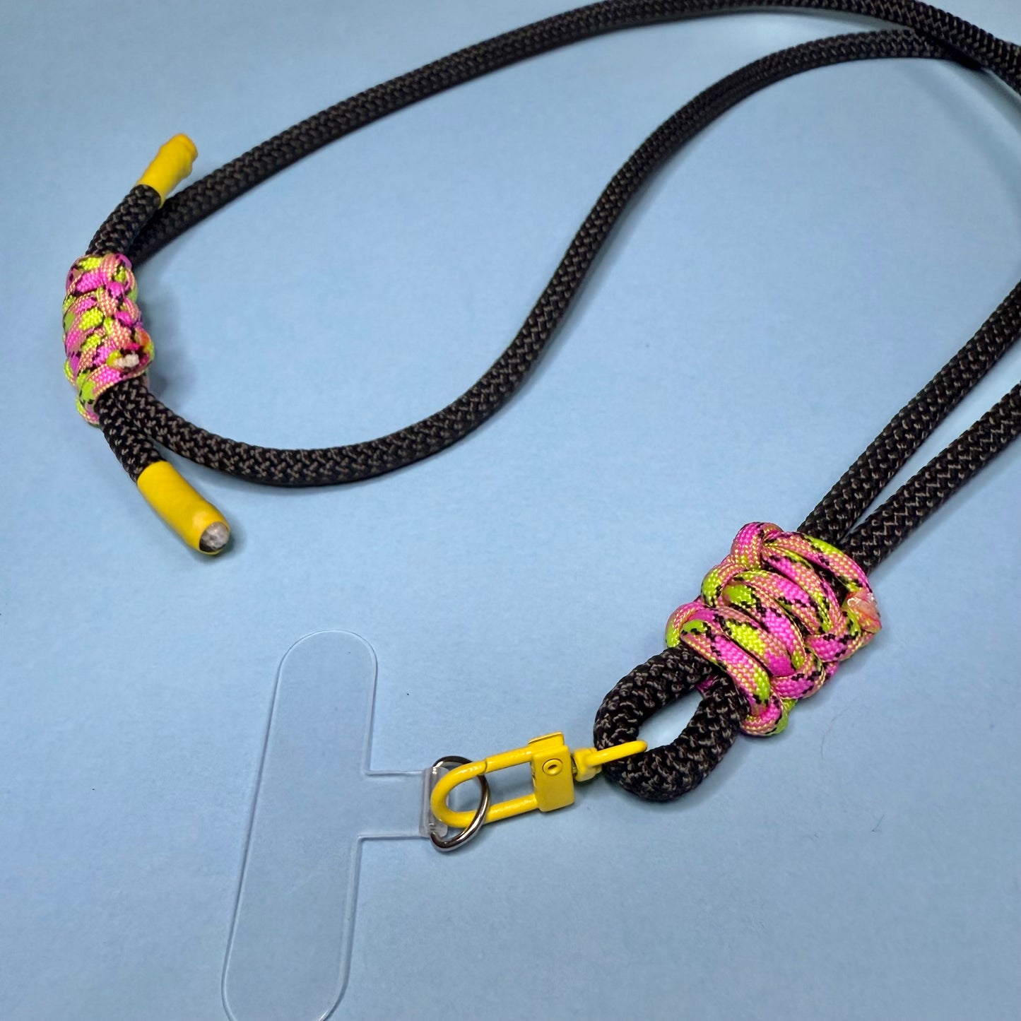 Thick Cord Phone strap lanyard black & multi neon