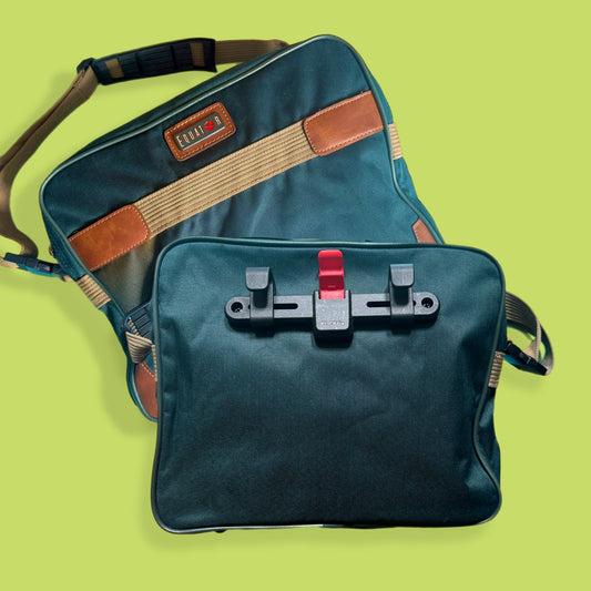 Upcycled vintage 80s travel bag pannier green