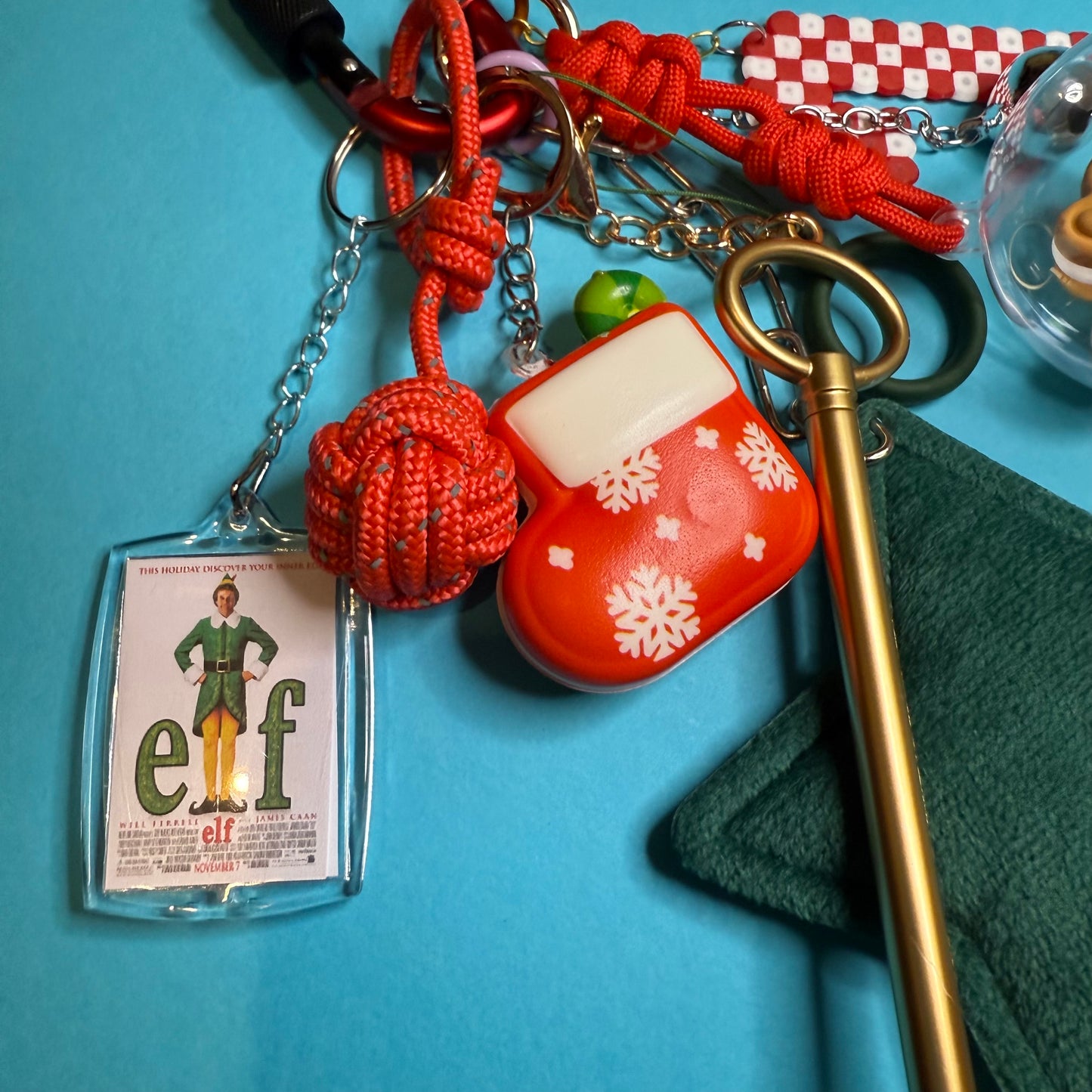 Bag charm and keyring christmas Gold pen