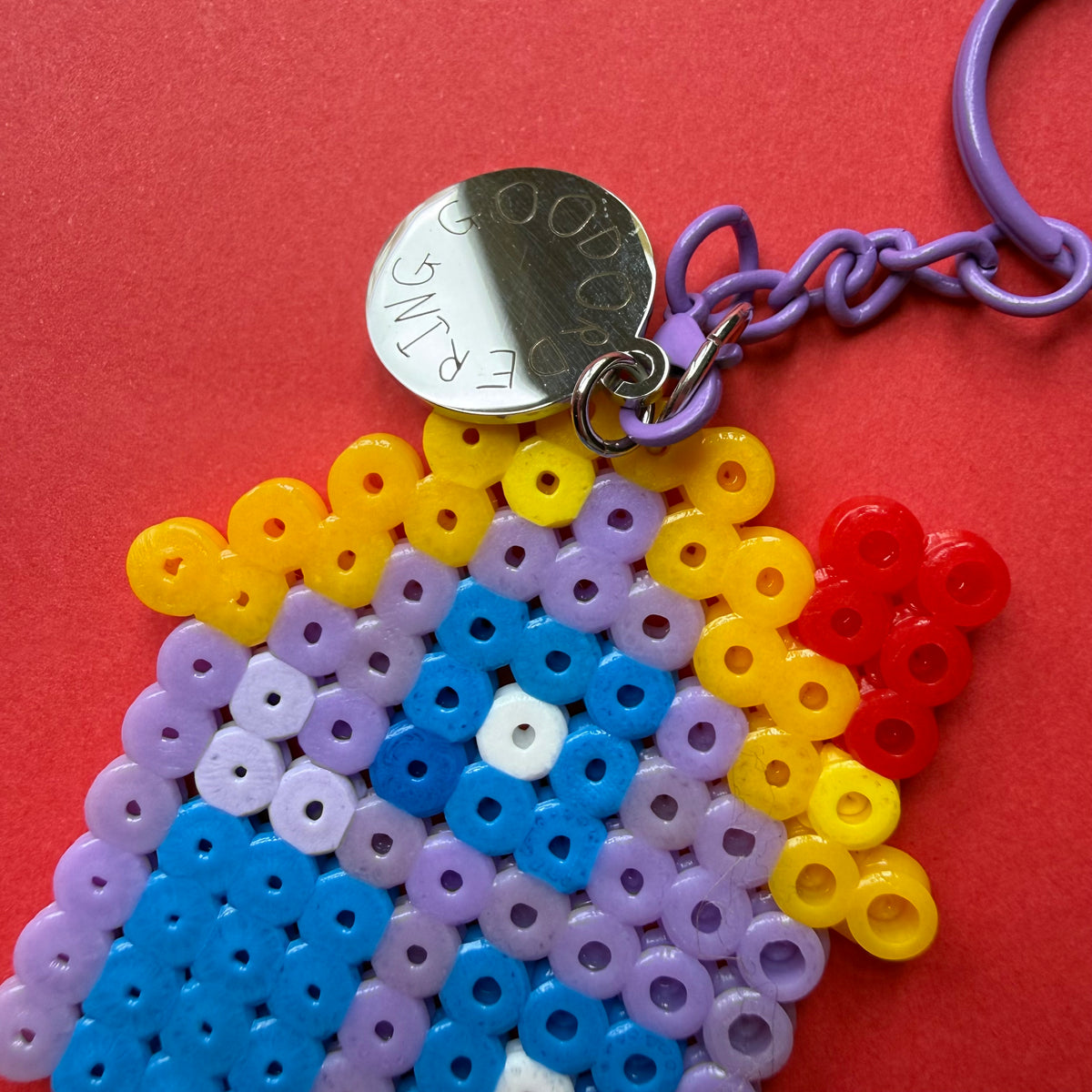 Hama bead beach hut keyring