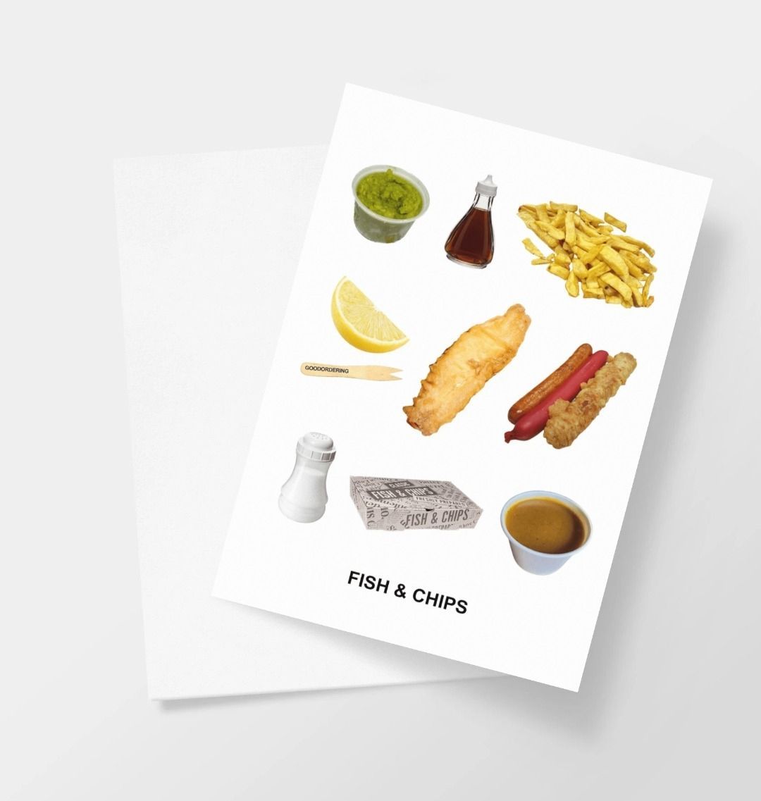 British fish and chips card with envelope – UK gift