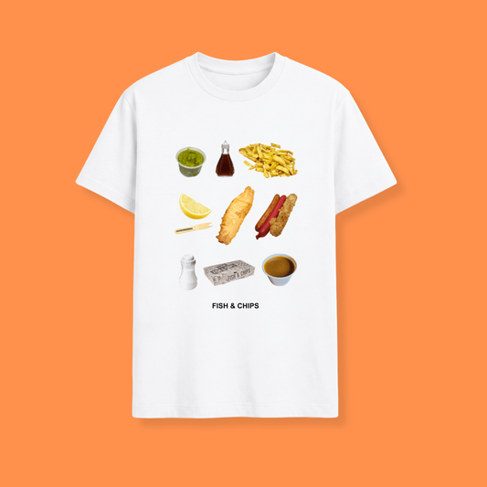 fish and chips t-shirt, fish & chips t-shirt