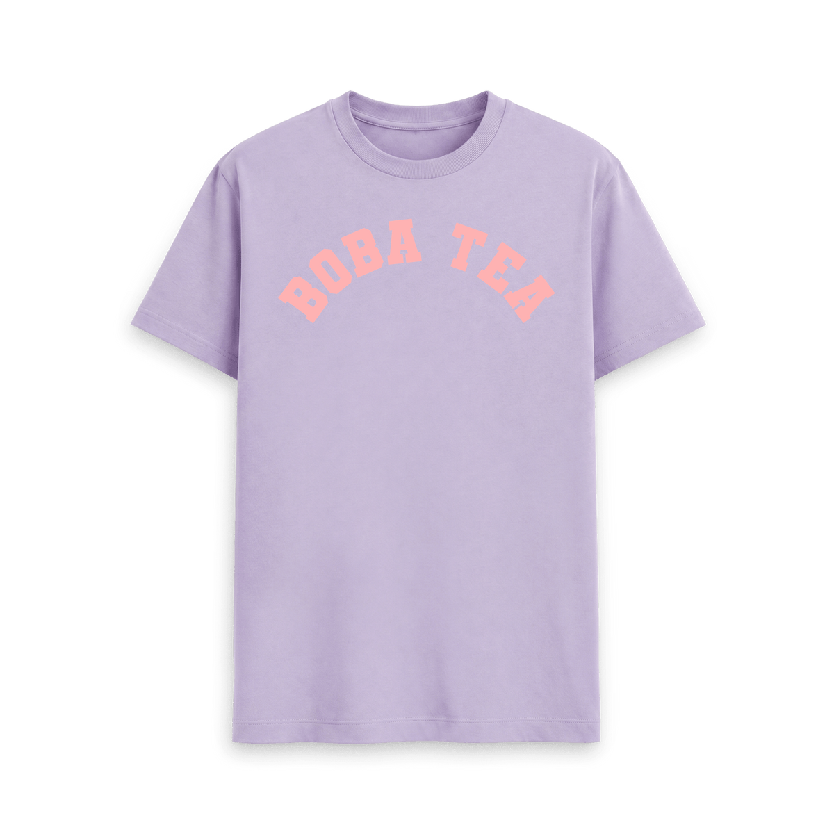 Lilac Printed T-shirt Front Bubble tea graphic T-shirt with playful varsity-inspired design